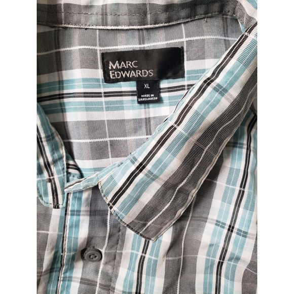 Marc Edward’s Mens Plaid Striped Luxury Elite Edition Shirt Size‎ Large L Blue - Picture 2 of 4
